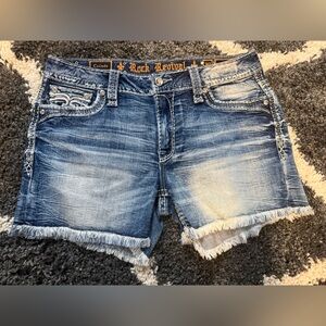 Rock Revival Celinda Frayed Hem Denim Easy Shorts